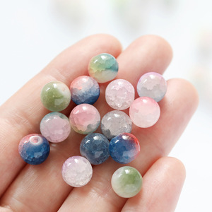 Perles rondes en verre craquelé 10 mm, dégradé multicolore, pour la fabrication de bijoux faits main, printemps 2024, origine Yiwu - Product Image 2