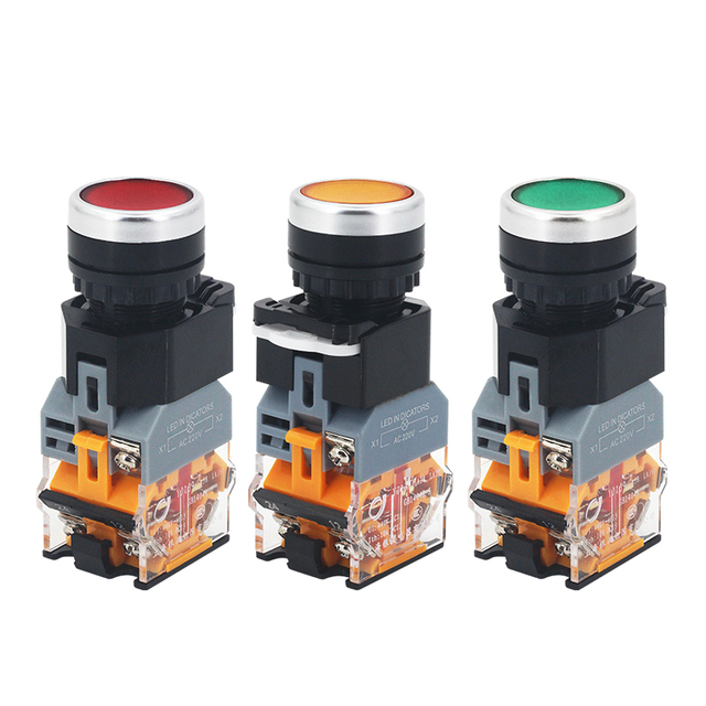 LA38 22mm Latching Self-locking Latching Push Button Switch 1NO 1NC Momentary Push Button Switches, Small Push Button Switch