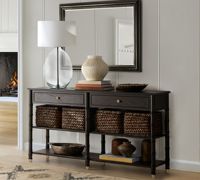Console de bureau rectangulaire en bois massif de style antique moderne, personnalisable pour usage commercial