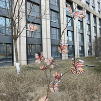 Nouvelle Conception Branche de Fleur en Soie Réaliste à 9 Têtes avec Papillon Artificiel pour Décoration de Fond