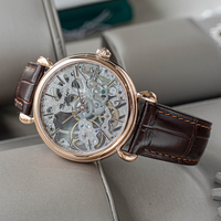 Montre mécanique à remontage manuel en acier inoxydable de haute qualité, véritable squelette de mouvement Seagull, fond transparent, pour homme, à vendre