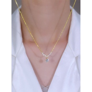 Dazzling Full Diamond Necklace Round Brilliant Cut Women's Elegant Clavicle Chain Everyday Wear - Product Image 4