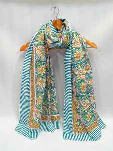 Sarong en coton imprimé à la main, léger, respirant, polyvalent, accessoire vestimentaire d'été - Product Image 3