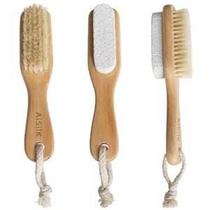 Budget-Friendly Foot Care Tool <b>Bristles</b> Dual-Sided Foot Scrubber Callus Remover Pumice <b>Brush</b> Wooden Foot <b>Brush</b> With Pumice Stone - Product Image 3