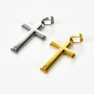 Collier croix double couche en acier inoxydable pour hommes et femmes, pendentif simple couleur or argent, chaîne ras du cou, breloques, bijoux, cadeaux DIY - Product Image 5