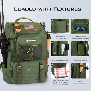 Sac à dos de pêche avec porte-canne - Sac de transport pour matériel de pêche - Cadeaux de pêche à la mouche pour hommes et femmes - Échantillon gratuit - Product Image 3