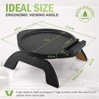 Table d'appoint pliable en bambou noir de conception européenne avec support de téléphone rotatif à 360°, facile à nettoyer pour manger et boire
