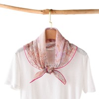 Écharpe en Soie de Mûrier 100% Authentique Palermo Botanical Garden pour Femme, Écharpe Carrée Imprimée Vintage Haut de Gamme pour l'Été