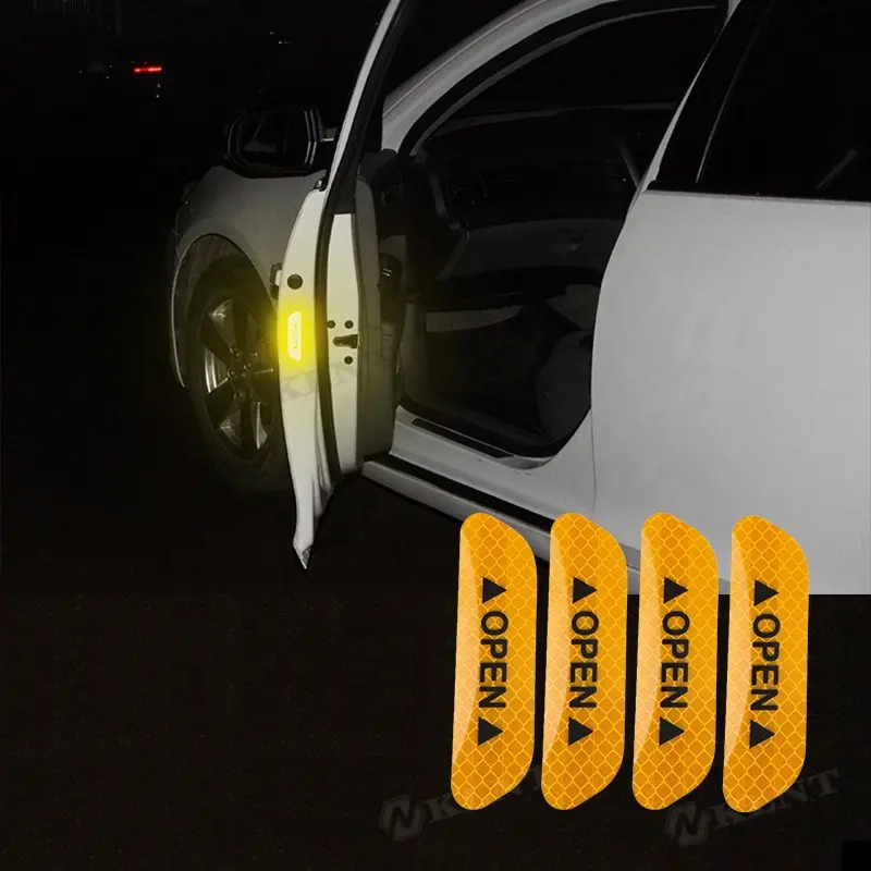 Заводская оптовая цена сильная отражающая наклейка на дверь автомобиля предупреждающая наклейка для безопасности автомобиля открываемая Автомобильная отражающая наклейка