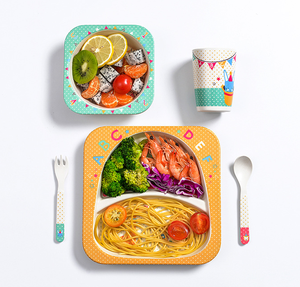 Biodegradable Children Tableware Baby Feeding Plate Bamboo Fiber Kids Dinner Set - Product Image 5