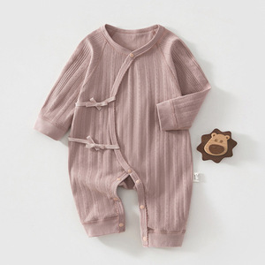 Body Kimono <span class=keywords><strong>para</strong></span> Bebé Recién Nacido, Suave, de Jacquard, con Lazos Laterales, Diseño Hueco, Color Sólido, Cierre de Broches en la Entrepierna - Product Image 3