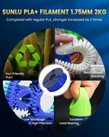 SUNLU PLA + 2.0 Mise à niveau du filament d'imprimante 3D Bobine de 1kg (2.2lbs) plus résistante 1.75mm soigneusement enroulée PLA Plus dimensionnelle améliorée