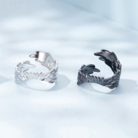 Bague ajustable en argent sterling 925 avec des ailes d'ange, bijoux pour hommes et femmes