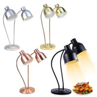 Lampe chauffante de buffet OULU argentée à tête simple ou double, mode éco, économie d'énergie, chauffage rapide, température sûre et durable