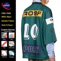 QZFSO T-shirts de sport personnalisés à coupe carrée avec impression par sublimation, design en maille oversize, style streetwear, maillot de football américain
