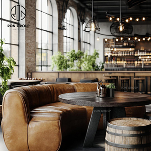 Nửa Vòng Tròn Vòng Gỗ Nhà Hàng Bảng Và Gian Hàng Sofa Đồ Nội Thất Thiết Lập Gian Hàng Chỗ Ngồi Cho Quán Cà Phê Quán Cà Phê - Product Image 5