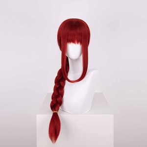 Peluca <span class=keywords><strong>Makima</strong></span> al por mayor de Chainsaw Man, peluca larga trenzada de color rojo vino, resistente al calor, de pelo sintético, para <span class=keywords><strong>cosplay</strong></span>, fiestas y juegos de rol. - Product Image 1