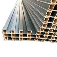 Bardage Mural Économique en PVC WPC pour Maison, Panneau Mural Extérieur Creux en WPC de Haute Qualité, Lame Persienne en WPC et Panneau Flûté pour Extérieur