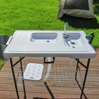 Table de nettoyage de poisson pliante de camping en plein air avec 2 éviers et accessoires de luxe
