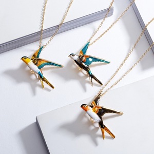 BY-60 Wholesale Fashion Alloy Neck Jewelry Enamel Bird <strong>Swallow</strong> Pendant <strong>Necklace</strong> - Product Image 2