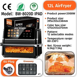 <span class=keywords><strong>Friggitrice</strong></span> ad Aria Elettrica Commerciale Doppia con Cestelli Indipendenti da 12L, Touch Screen e Finestra Visiva, Senza Olio - Product Image 2
