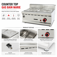 Chauffe-Plats Commercial de Comptoir à Gaz Bain-Marie en Acier Inoxydable pour Soupes et Aliments – Équipement de Maintien au Chaud pour la Restauration