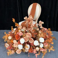 Lujoso Arreglo Floral Personalizable de Rosas de Seda Marrones y Blancas para Decoración de Arco de Boda, Banquete, Sofá, Mesa y Bola de Flores
