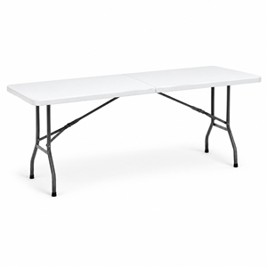 Table en plastique robuste imperméable avec logo personnalisé pour mariage, banquet, restauration, fête, empilable, facile à ranger, pliable - Product Image 1