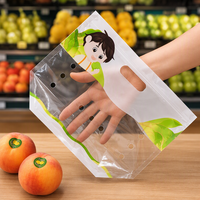 Sachet refermable personnalisé pour fruits, pochette perforée pour emballage de produits frais avec trou de poignée pour fruits et légumes