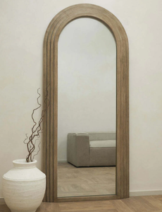 New Design OEM/ODM Customized 70X180cm Large Irregular Walnut <strong>Pine</strong> Wood Floor Standing Dressing <strong>Mirror</strong> - Product Image 5