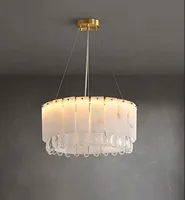 Lustre en or de luxe, double lampe suspendue avec pendentif en marbre d'alabastro naturel, luminaire pour salon, décoration intérieure, lustre en marbre