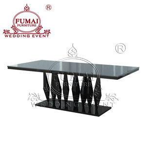 Mesa de comedor de hotel MDF rectangular moderna de estilo moderno con acabado dorado de acero inoxidable Boda de lujo y uso al aire libre - Product Image 5