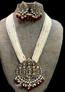 สร้อยคอทองเหลืองทำมือหลายชั้นประดับมุกสีขาวและหิน สำหรับงานแต่งงาน งานหมั้น งานครบรอบ งานปาร์ตี้ ไอเดียของขวัญสุดพิเศษ - Product Image 6