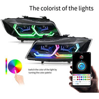 Feux avant pour BMW Série 3 E90, assemblage de phares modifiés LED avec éclairage halogène xénon RGB, mise à niveau