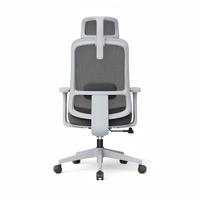Chaise de bureau ergonomique moderne grise, réglable en hauteur, avec support lombaire et accoudoirs fixes, pour une utilisation dans les bureaux