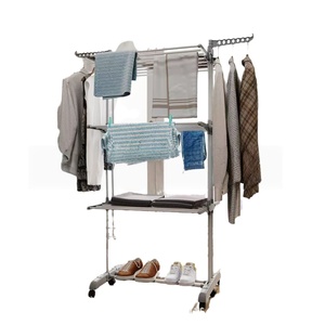 Tendedero de ropa plegable de tres niveles con forma de ala, para interior y exterior, con seis ruedas. - Product Image 5