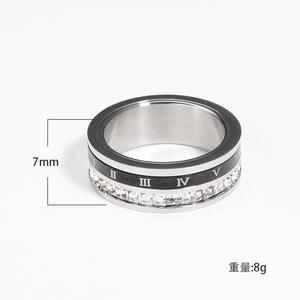 Chiffres romains de luxe légers de mode chaude explosive transfrontalière bague <span class=keywords><strong>en</strong></span> acier titane rotative à une rangée doigt de couple - Product Image 4