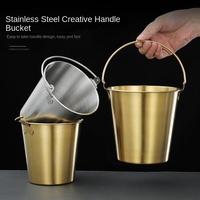 Seau à glace empilable en acier inoxydable 304, couleur or argent, poignée, sans danger pour les aliments, portable, bar, fête, traiteur, seau à collations