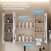Armoire de salle de bain intelligente et moderne avec miroir lumineux, double porte et rangement, idéale pour hôtels, salons, gymnases et appartements.