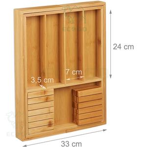 Premium Bamboo <strong>Kitchen</strong> Spoon Holder 7 Sections Cutlery <strong>Organiser</strong> Knife Block Cutlery Holder in Drawer - Product Image 6