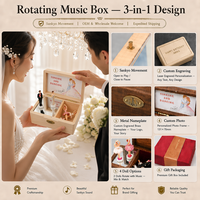 Caja de Música Giratoria de Madera con Bailarina, Marco de Fotos, Movimiento Sankyo, Almacenamiento de Terciopelo, Personalizable OEM, Venta al por Mayor, Manivela Manual, 18s