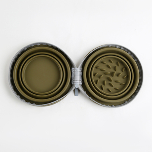 Gamelle de voyage pliable pour chien à alimentation lente, double gamelle en silicone pour animaux de compagnie, produit promotionnel - Product Image 1