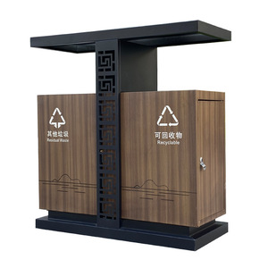 Large-sized outdoor trash cans for parks, scenic spots, and ancient towns; antique style; new Chinese style <b>double</b>-<b>bin</b> trash - Product Image 1