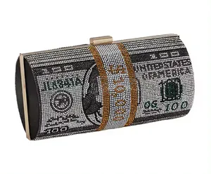 High Quality New Fashion Bags Designer Coin Rhinestone Glitter Dollar Purses Handbags