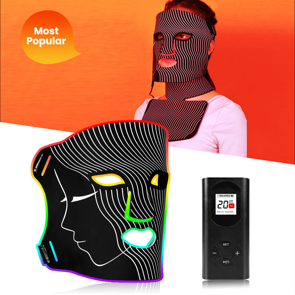 Medical Led Mask Silicone Near Infrared Red Light Face Mask 7 Color Led Face Light Therapy Red Light Therapy Led Mask for Beauty