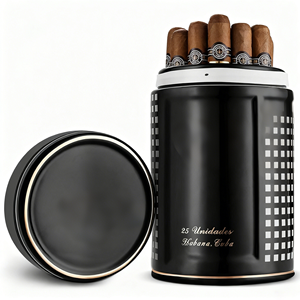 Caja Humidora de Viaje Portátil de Madera para Puros Cubanos Estilo Americano para Regalo con Tubo Humidificador y Tarro Estuche de Viaje para Cigarros - Product Image 1