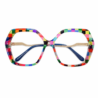Monture de lunettes hexagonale personnalisable 55 18 143 en acétate, 2 options de couleur, vente en gros directe d'usine, optique
