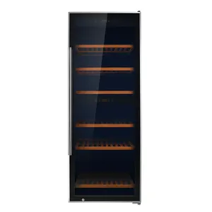 Sunnai OEM Puerta de vidrio completa Independiente Alto Grande 126 Botellas Refrigerador de vino de doble zona Refrigerador