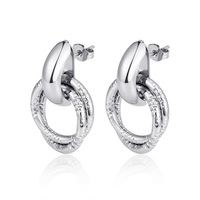Anting Gantung Geometris Motif Bunga Bahan Stainless Steel Lapis Emas 18K Tahan Air Mewah Ringan Fashion Wanita