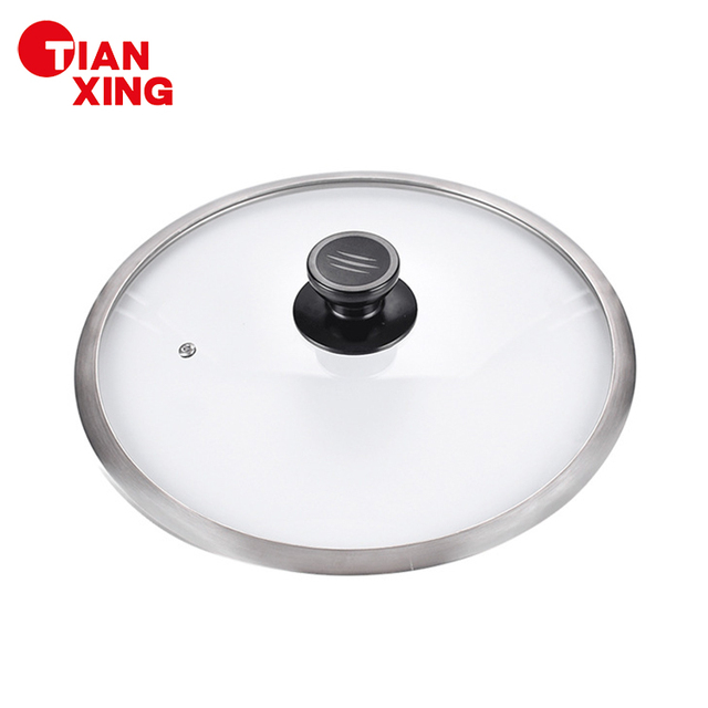 TIANXING Factory Price Multi-Size Tempered Glass Pan Cover Pot Lids with Rim for Cookware Kitchen Essentials
